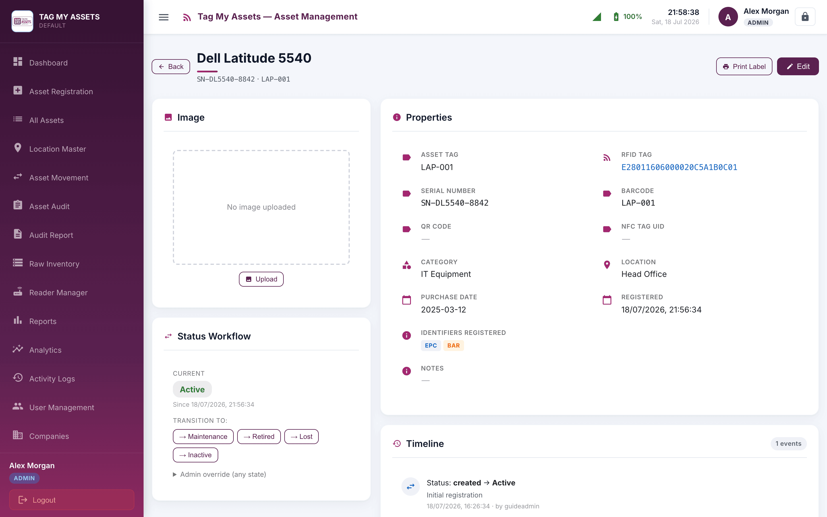 Tag Savvy asset detail view