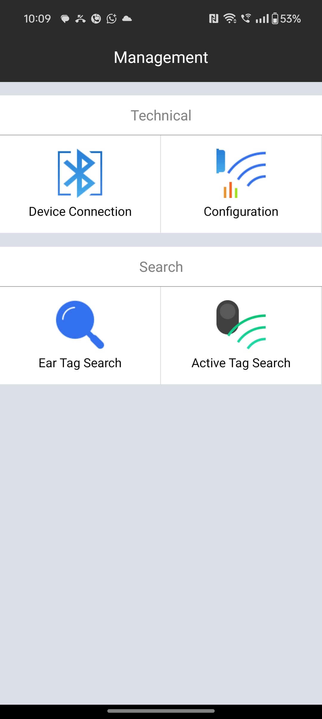 Companion app home: device, configuration and tag search