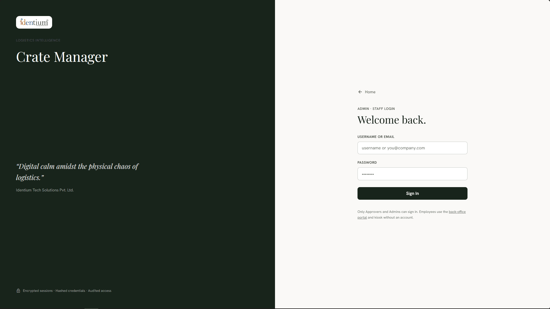 Crate Manager admin login
