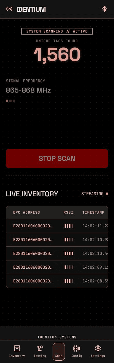CX Flow Pro: 'Nothing' industrial design language, scan screen